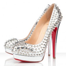 Christian Louboutin Bianca Spikes 140mm Platforms Zilver