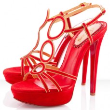 Christian Louboutin TroisRonds 140mm sandalen in mandarijnrood Christian Louboutin TroisRonds 140mm sandalen in mandarijnrood