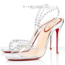 Christian Louboutin Icone A Clous 100mm sandalen zilver Christian Louboutin Icone A Clous 100mm sandalen zilver
