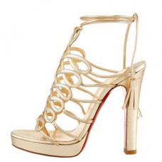 Christian Louboutin sandalen met kwastjes, 120 mm, goudkleurig