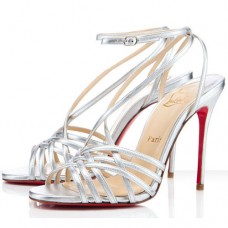 Christian Louboutin Beverly 100mm sandalen zilver