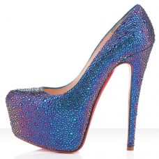 Christian Louboutin Daffodile Strass 160mm Platforms Blauw