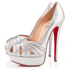 Christian Louboutin Jenny 140mm Peep Toe Pumps Zilver