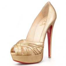 Christian Louboutin Jenny 140mm Peep Toe Pumps Goud