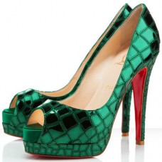 Christian Louboutin Sobek 100mm Peep Toe Pumps Groen