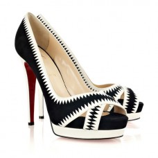 Christian Louboutin Very Jaws 140mm Peep Toe Pumps Zwart Wit