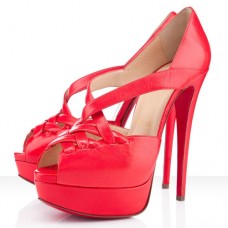 Christian Louboutin Lady Corset pumps met open neus (140 mm) in mandarijnrood