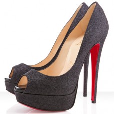 Christian Louboutin Lady Peep Spikes 140mm Peep Toe Pumps Zwart