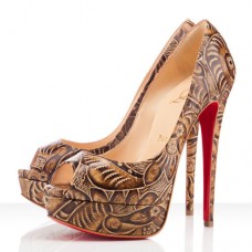Christian Louboutin Lady Peep Toe Pumps 140mm Naturel
