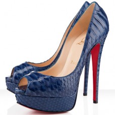 Christian Louboutin Lady Peep Toe Pumps 140mm Marineblauw