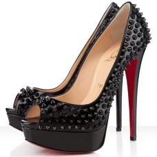 Christian Louboutin Lady Peep Spikes 140mm Peep Toe Pumps Zwart Christian Louboutin Lady Peep Spikes 140mm Peep Toe Pumps Zwart