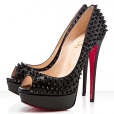 Christian Louboutin Lady Peep Spikes 140mm Peep Toe Pumps Goud