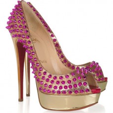 Christian Louboutin Lady Peep Spikes 140mm Peep Toe Pumps Goudroze