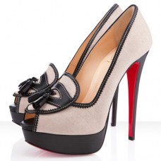 Christian Louboutin Alta Campus 140mm Peep Toe Pumps Naturel