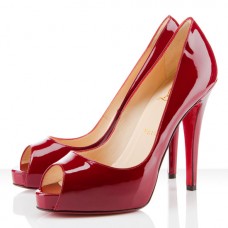 Christian Louboutin Very Prive 120mm Peep Toe Pumps Donkerrood Christian Louboutin Very Prive 120mm Peep Toe Pumps Donkerrood