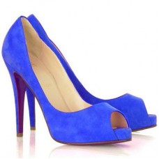 Christian Louboutin Very Prive 120mm Peep Toe Pumps Blauw Christian Louboutin Very Prive 120mm Peep Toe Pumps Blauw