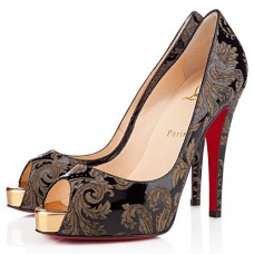 Christian Louboutin Very Prive 120mm Peep Toe Pumps Goud