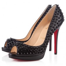 Christian Louboutin Yolanda Spikes 120mm Peep Toe Pumps Zwart