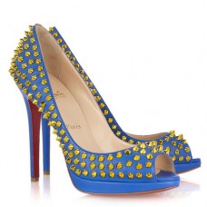 Christian Louboutin Yolanda Spikes 120mm Peep Toe Pumps Blauw