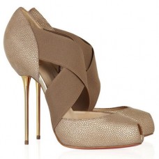 Christian Louboutin Big Dorcet 120mm Peep Toe Pumps Beige