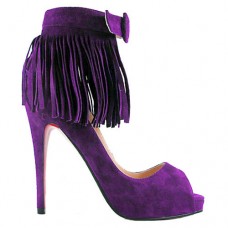 Christian Louboutin Short Tina Fringe 120mm Special Occasion Parme Christian Louboutin Short Tina Fringe 120mm Special Occasion Parme