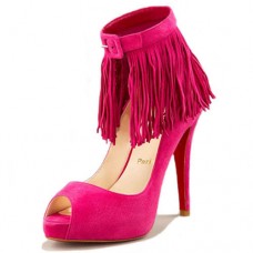 Christian Louboutin korte Tina Fringe schoenen 120mm, speciale gelegenheid, roze
