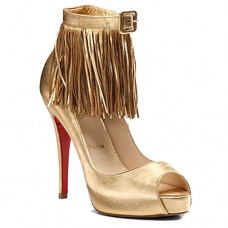 Christian Louboutin korte Tina Fringe 120mm speciale gelegenheidsschoen goud