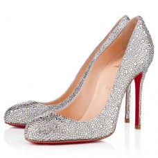 Christian Louboutin Fifi Strass pumps 100 mm zilver