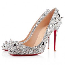 Christian Louboutin Fifi Strass pumps 100 mm zilver