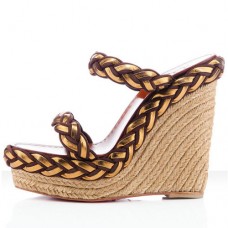 Christian Louboutin Cadena Tresse sleehakken van 140 mm, bruin. Christian Louboutin Cadena Tresse sleehakken van 140 mm, bruin.