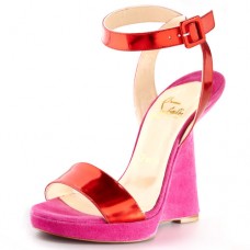 Christian Louboutin Djaldos Spechio Colorblock Wedges Roze