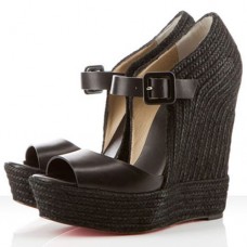 Christian Louboutin Praia Espadrille 140mm Wedges Zwart Christian Louboutin Praia Espadrille 140mm Wedges Zwart