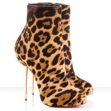Christian Louboutin Big Lips Booty 120mm enkellaarsjes met luipaardprint