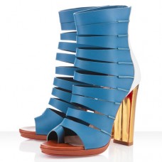 Christian Louboutin Decoupata 120mm enkellaarsjes blauw