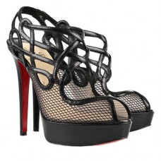Christian Louboutin Brandaplato 140mm enkellaarsjes zwart