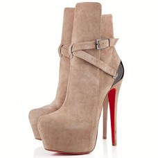 Christian Louboutin Equestria 160mm enkellaarsjes in taupe