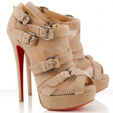 Christian Louboutin Mad Marta 140mm enkellaarsjes in beige