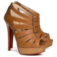Christian Louboutin Piqué Cire 140mm enkellaarsjes bruin