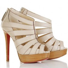Christian Louboutin Piqué Cire 140mm enkellaarsjes beige
