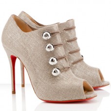 Christian Louboutin Loubout 100mm enkellaarsjes in taupe