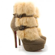 Christian Louboutin Toundra bonten enkellaarsjes 120 mm beige
