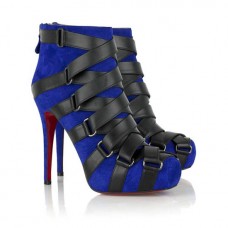 Christian Louboutin Nitoinimoi Bandage 120mm enkellaarsjes marineblauw