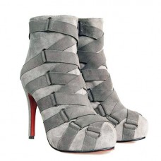 Christian Louboutin Nitoinimoi Bandage 120mm enkellaarsjes grijs