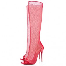 Christian Louboutin Alta Dentelle 120 mm laarzen rood Christian Louboutin Alta Dentelle 120 mm laarzen rood