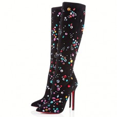 Christian Louboutin Pigalle Botta Strass 120mm laarzen zwart