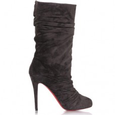Christian Louboutin Velours Scrunch 100mm laarzen in chocoladekleur