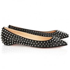 Christian Louboutin Pigalle Ballerina's met Spikes, Zwart