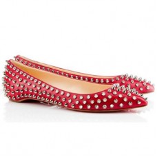 Christian Louboutin Pigalle Ballerina's met Spikes in het Rood