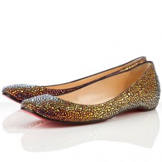 Christian Louboutin Gozul Strass Ballerina's Donker Parmezaan Christian Louboutin Gozul Strass Ballerina's Donker Parmezaan