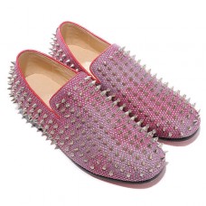 Christian Louboutin Rollerboy Silver Spikes Loafers Rood